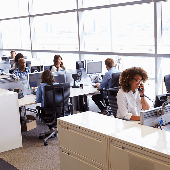 employees working in a call center
